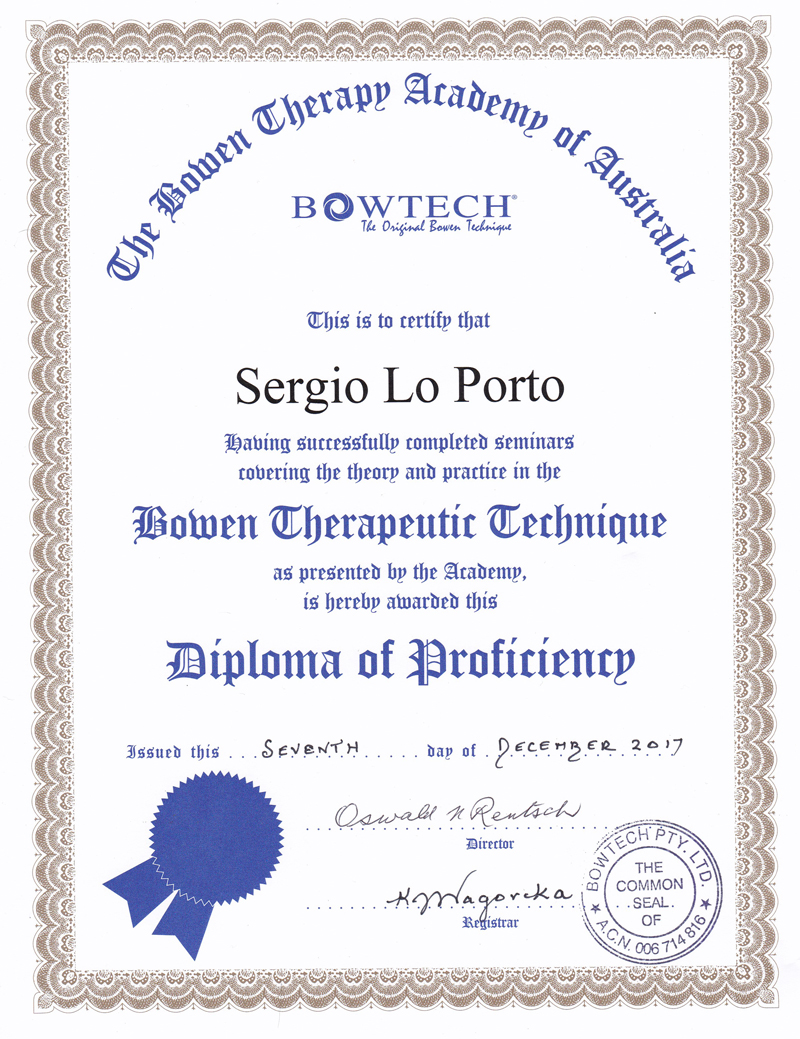 Certyfikat Terapii Techniki Bowena